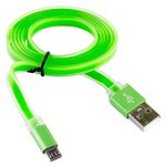 Кабель USB силиконовый, светится, оранжевый, 1 м.
