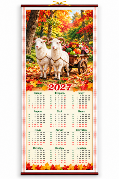 Бамбуковый (Жалюзи) Настенный Календарь 2027 Год "Символ Года - . Размер 32х75 См