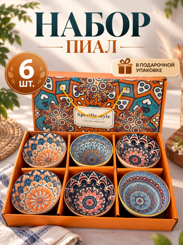 Набор пиал "Восточные узоры", 6 шт